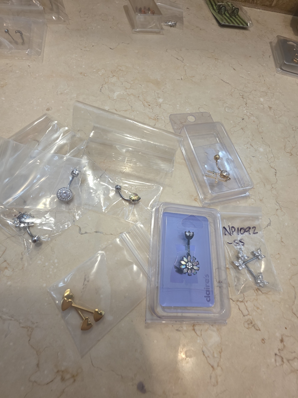 Floral Crystal Belly Ring - Silver